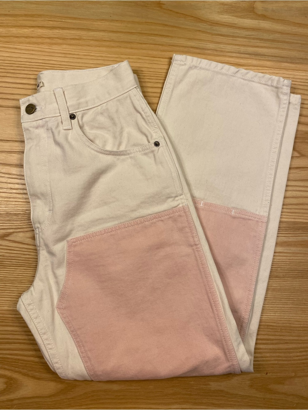 EUC RUDY JUDE - Two-Tone Cream and Blush Patchwork Jeans - Size RJ2 /26